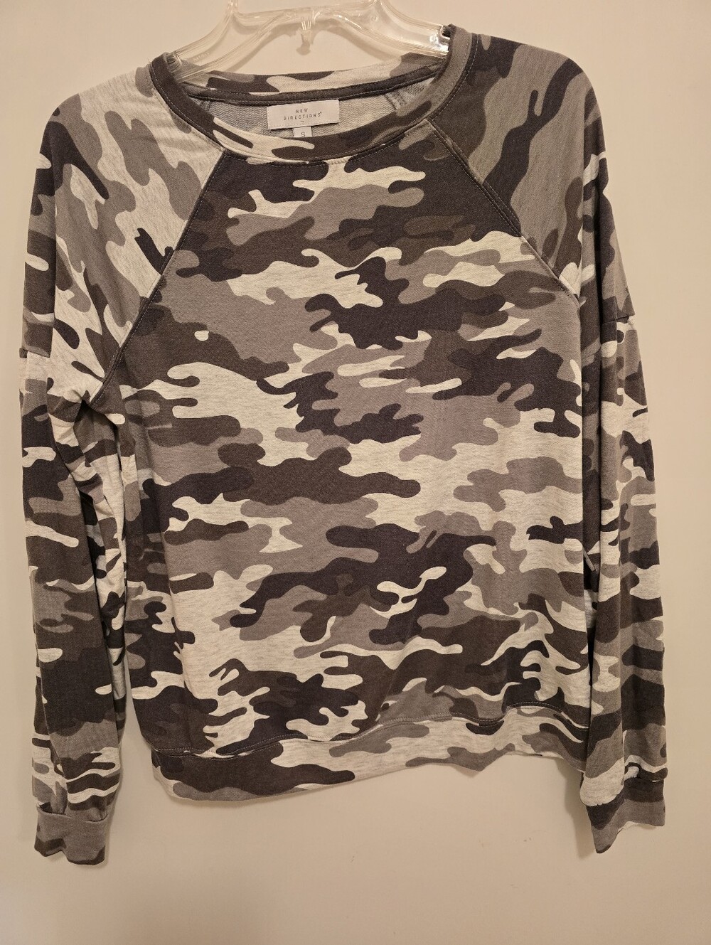 New Directions Grey Camo  Longe Sleeve T Shirt